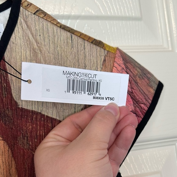 Making The Cut Carnival Painting Geometric Pattern A-Line Dress Size XS NWT - Picture 5 of 12